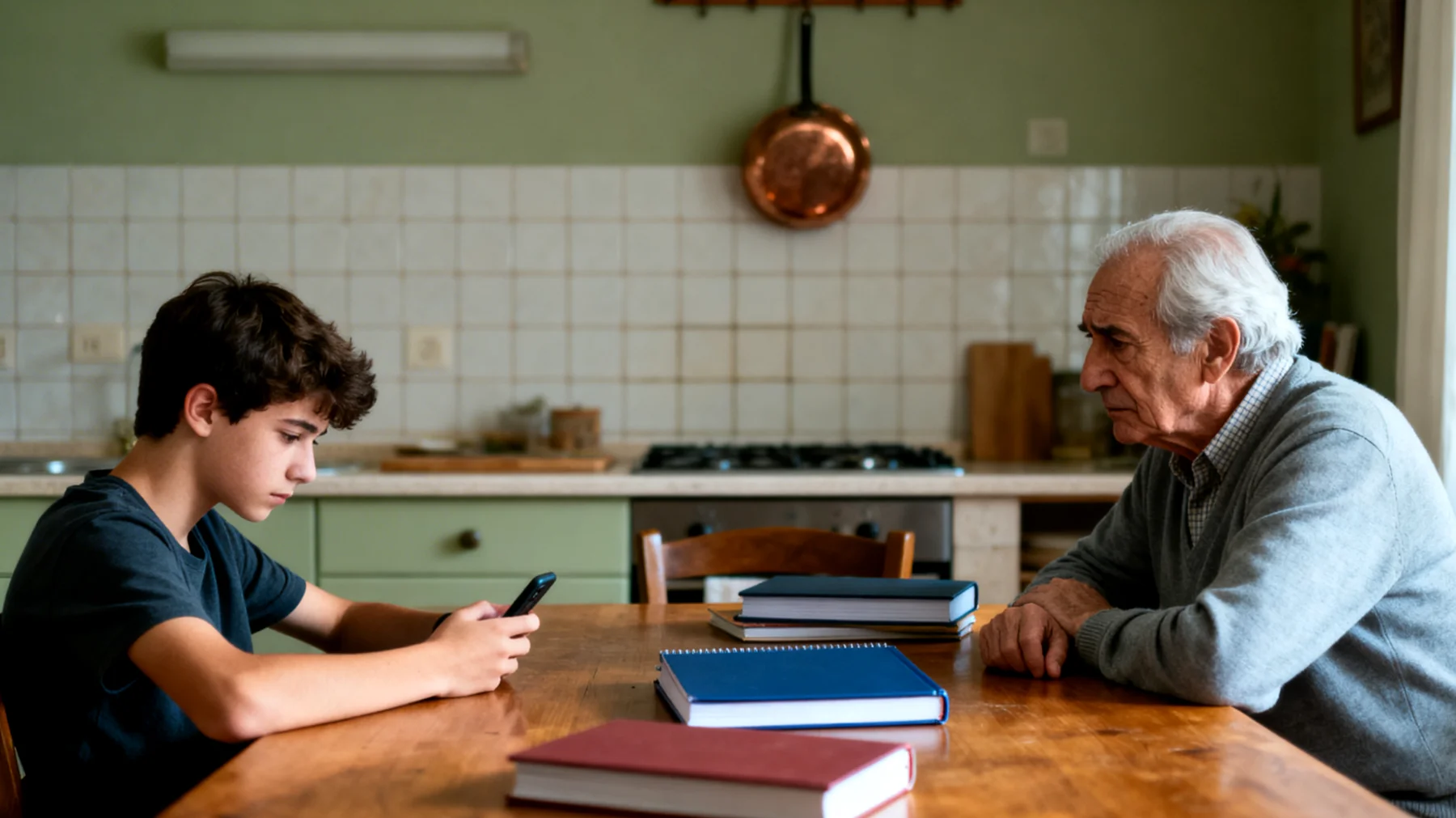 Il nonno osserva con crescente preoccupazione che il nipote adolescente ha perso completamente la motivazione allo studio: non si impegna, rimanda i compiti, dice spesso 'non serve a niente studiare' e i voti sono in calo costante. Il nonno vorrebbe aiutarlo ma non sa come avvicinarsi senza sembrare invadente o fuori dal tempo."