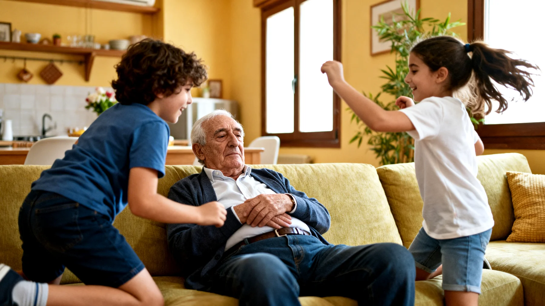 Il nonno, pur amando profondamente i nipoti bambini, si trova spesso esausto fisicamente ed emotivamente dopo il tempo trascorso con loro. La stanchezza lo porta a ridurre le attività insieme, a perdere la pazienza più facilmente e a sentirsi in colpa per non riuscire a tenere il loro ritmo energico."
