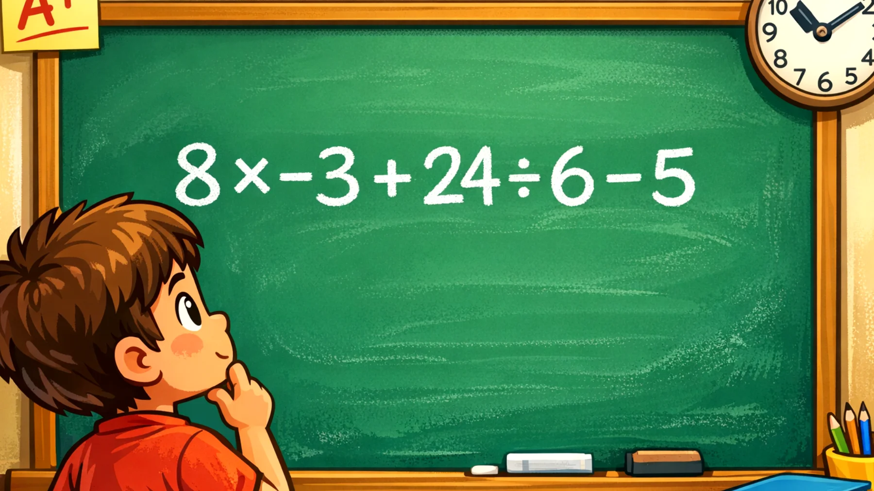Quanto fa 8 × -3 + 24 ÷ 6 - 5? Solo i veri geni risolvono senza sbagliare (il 90% fallisce)"