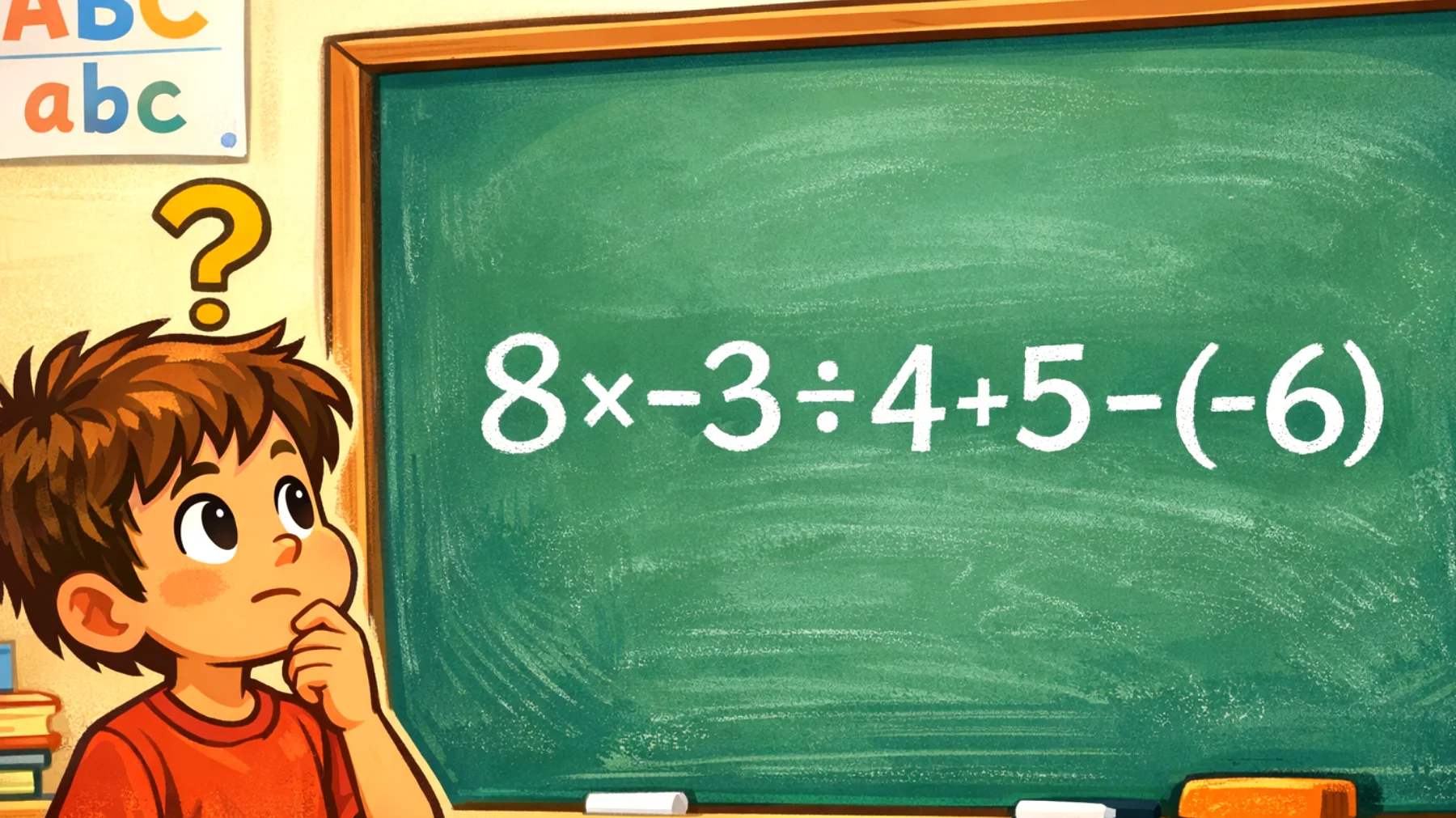 Quanto fa 8 × -3 ÷ 4 + 5 - (-6)? Solo il 10% riesce a non sbagliare, sfida la tua mente!"