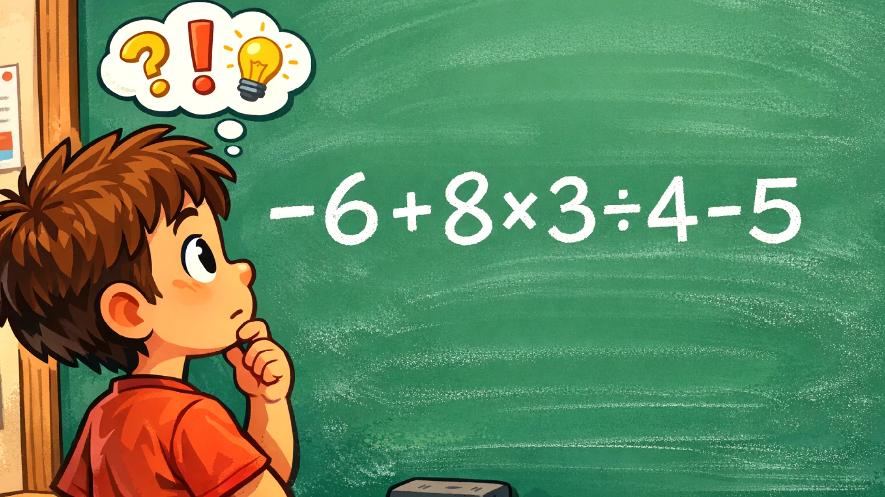 Solo il 10% risolve questo calcolo al primo colpo: quanto fa davvero -6 + 8 × 3 ÷ 4 - 5?"